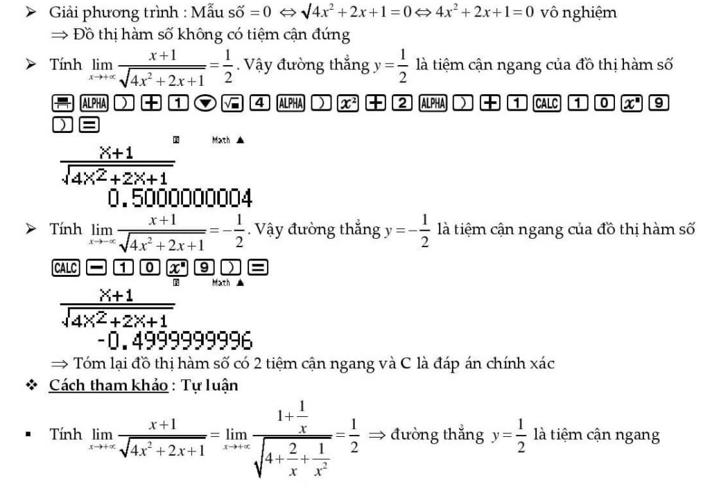 Tìm tiệm cận Đứng Xiên Ngang bằng máy tính CASIO