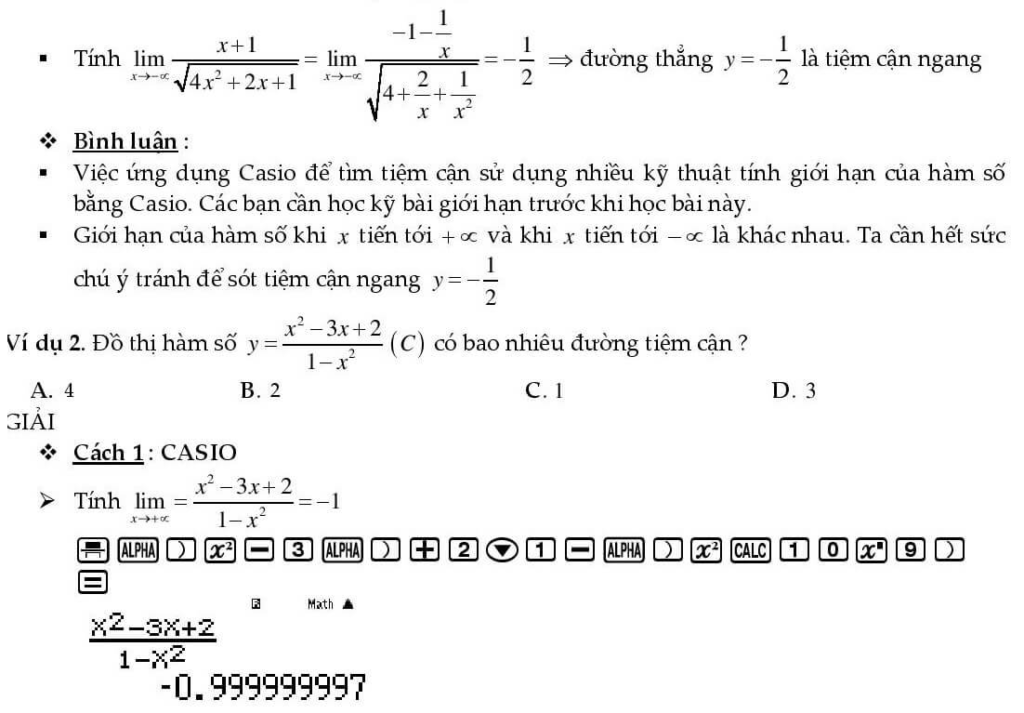 Tìm tiệm cận Đứng Xiên Ngang bằng máy tính CASIO