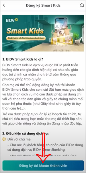 Đăng ký BIDV Smart Kids