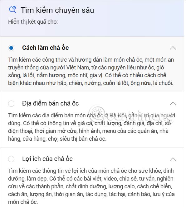 Nội dung tìm kiếm chuyên sâu trên Bing