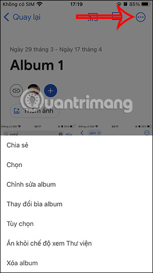 Tùy chỉnh album chia sẻ Google Photos