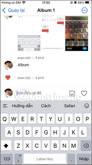 Bình luận album Google Photos