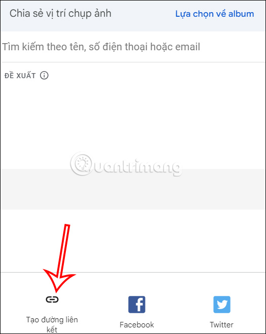 Tạo đường liên kết album chia sẻ Google Photos