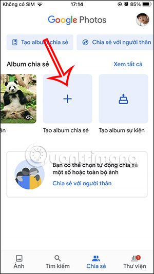 Tạo album chia sẻ Google Photos