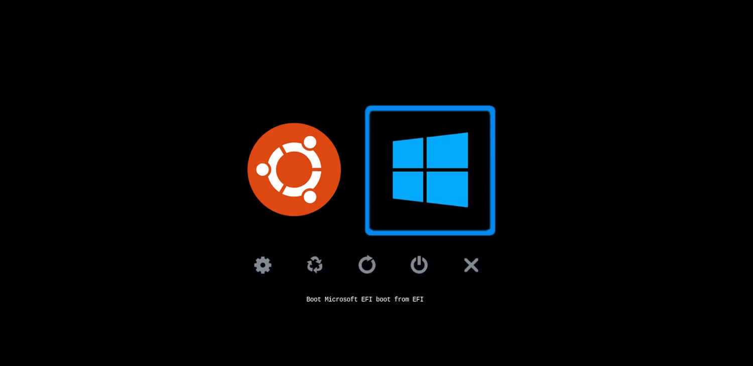 Trình quản lý khởi động rEFInd với các tùy chọn để khởi động từ Windows hoặc Ubuntu