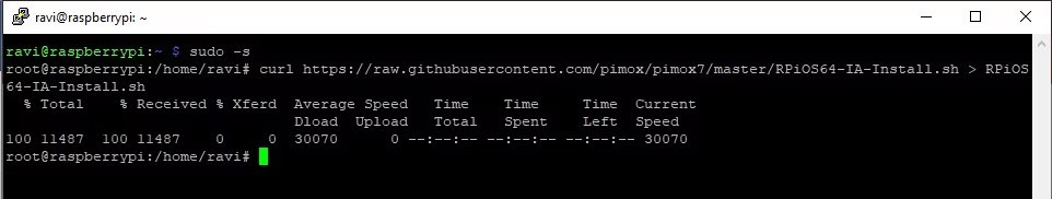 Tải xuống script Pimox7 trên Raspberry Pi