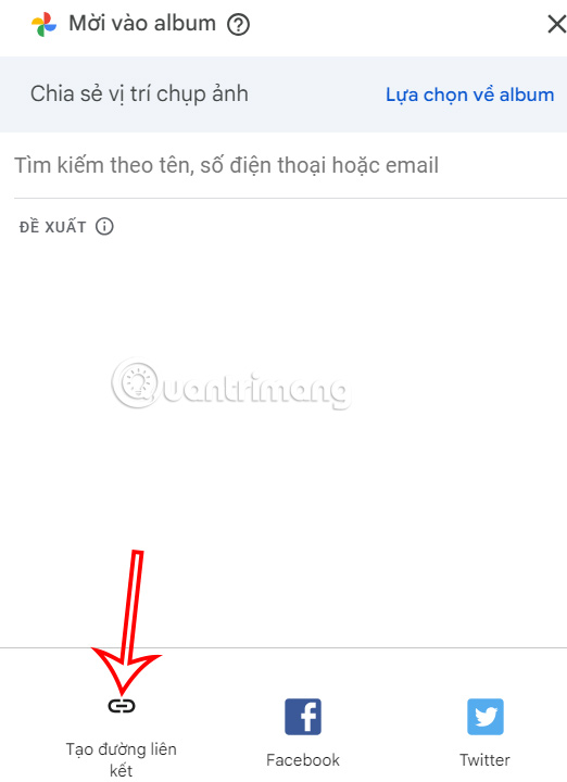 Tạo link chia sẻ album ảnh Google Photos PC