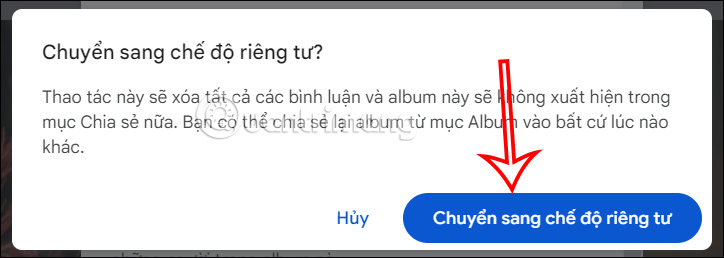 Tắt chia sẻ album Google Photos PC