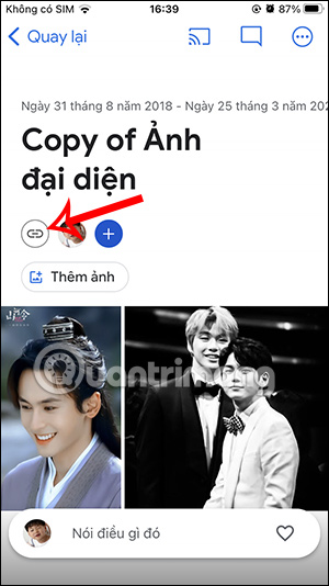 Chỉnh chia sẻ album Google Photos