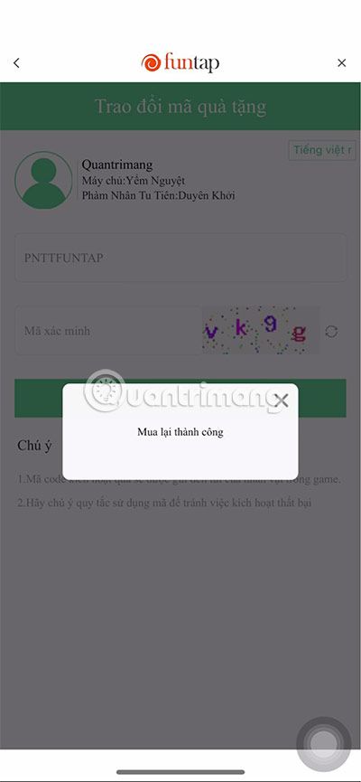 giftcode game pham nhan tu tien duyen khoi