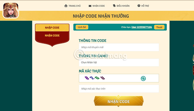 code thánh quang thiên sứ