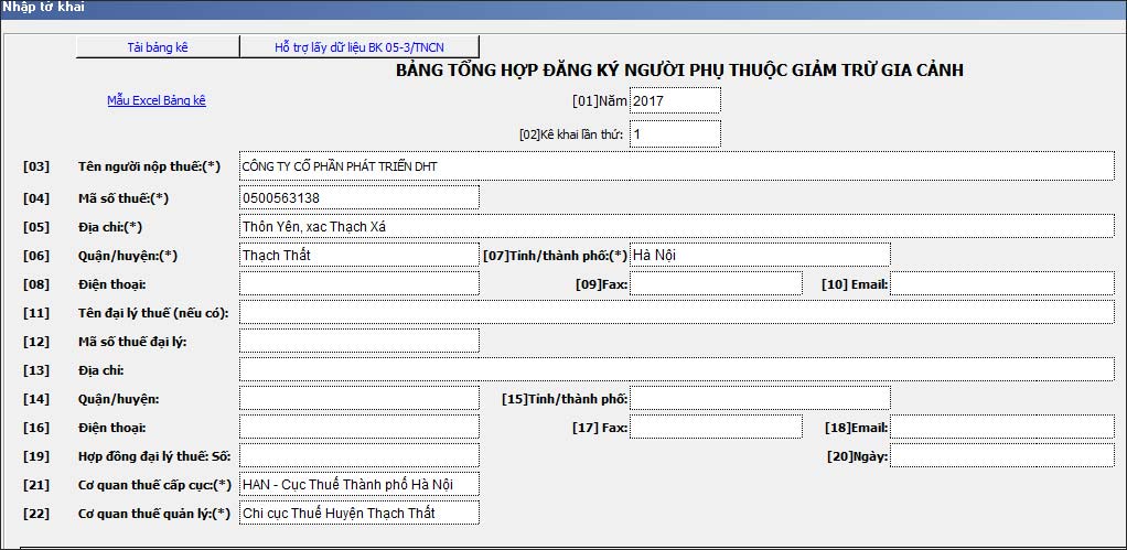 Kê khai thông tin doanh nghiệp