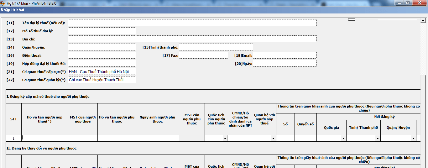 Thông tin người nộp thuế