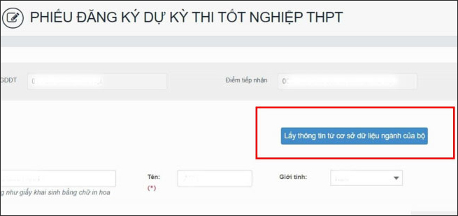 Điền thông tin trên Hệ thống Quản lý thi