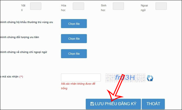 Lưu phiếu trên Hệ thống Quản lý thi