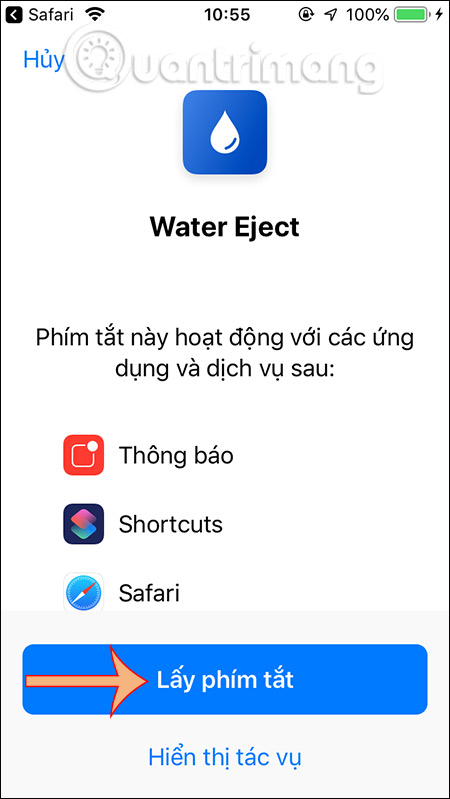 Lấy phím tắt