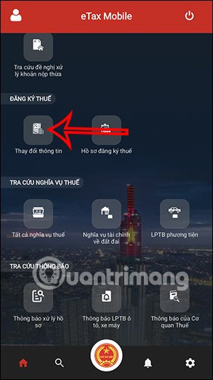 Thay đổi thông tin thuế trên eTax Mobile