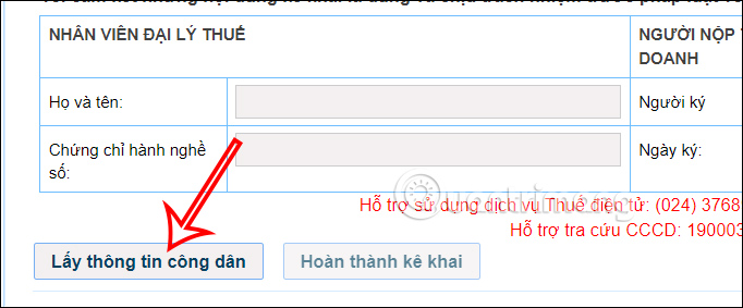 Lấy thông tin đăng ký thuế trên Tổng cục Thuế