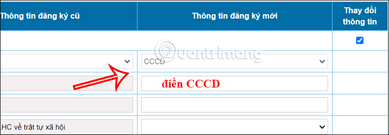 Điền số CCCD trên Tổng cục Thuế