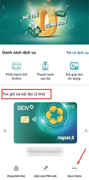 Thẻ ghi nợ nội địa BIDV SmartBanking