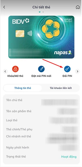 Đổi mã PIN trên BIDV SmartBanking