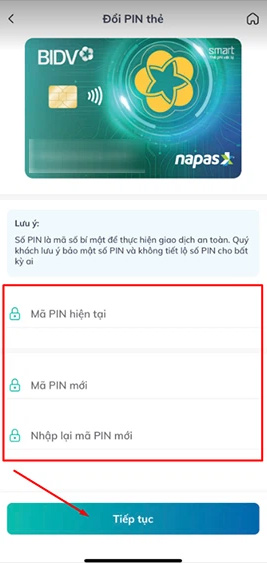 Nhập mã PIN mới trên BIDV SmartBanking