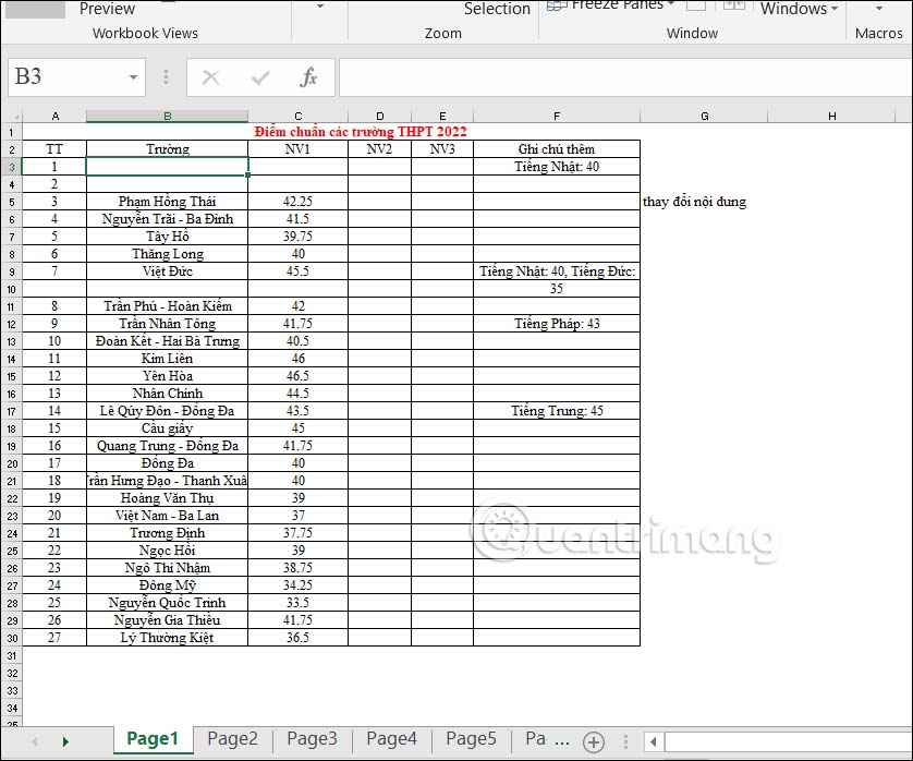 Xóa dòng kẻ mặc định trong Excel