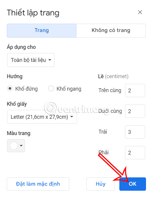 Nhập lề cho tài liệu Google Docs