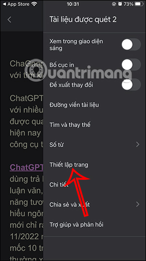 Thiết lập trang tài liệu Google Docs