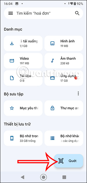 Scan tài liệu trên Google Files