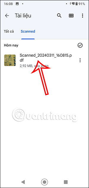 Tài liệu scan trên Google Files