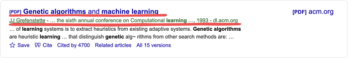 Hai dòng đầu tiên của mục kết quả tìm kiếm Google Scholar hiển thị thông tin thư mục cốt lõi: Tiêu đề, tác giả, tên tạp chí, năm xuất bản