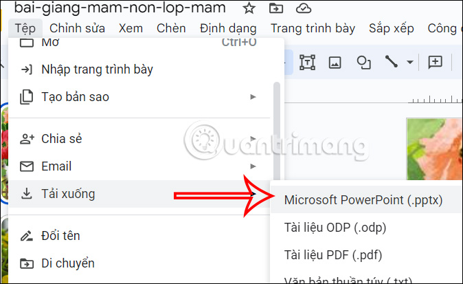 Xuất Google Slides sang PowerPoint
