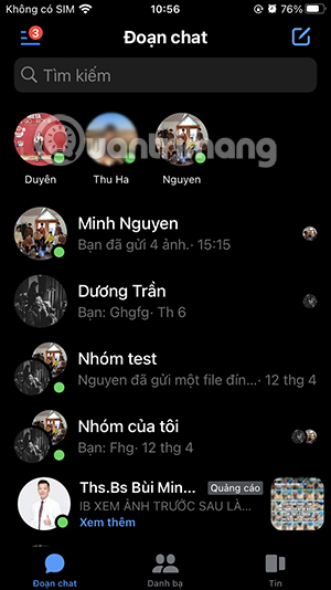 Giao diện Messenger