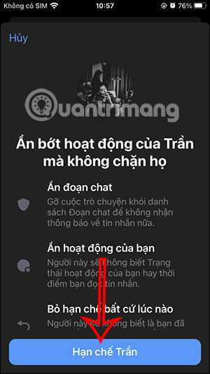 Thực hiện hạn chế Messenger