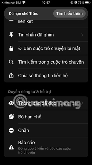 Hạn chế tin nhắn Messenger