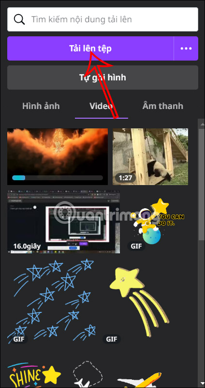 Tải video lên Canva