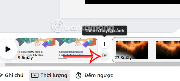 Thêm hiệu ứng chuyển cảnh video trên Canva