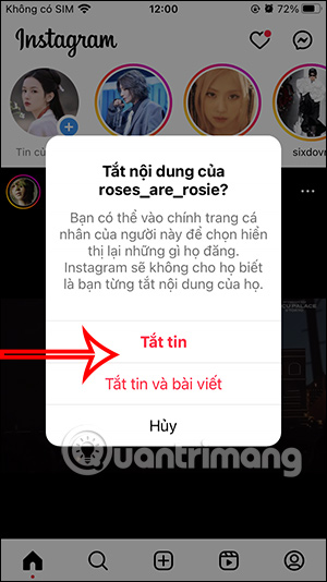 Tắt bài đăng, Story Instagram