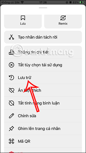 Ẩn 1 bài viết trên Instagram