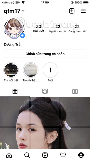 Giao diện Instagram