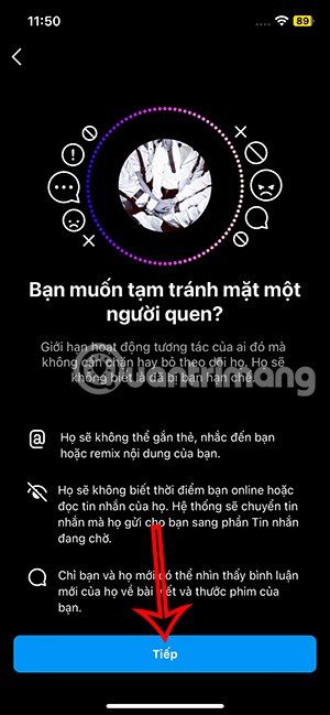 Giao diện quản lý tài khoản Instagram hạn chế