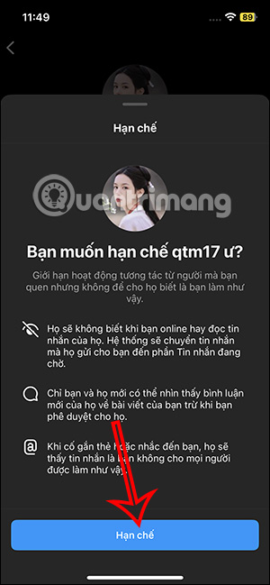 Hạn chế nhắn tin Instagram