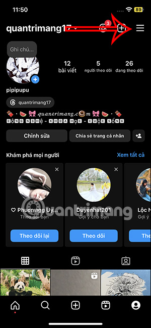 Tùy chỉnh tài khoản Instagram