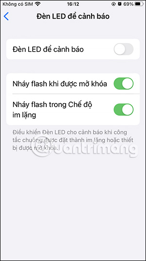 Tắt đèn flash thông báo trên iPhone