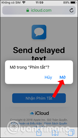 Mở phím tắt trong ứng dụng