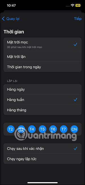 Chọn ngày gửi tin nhắn trên iPhone