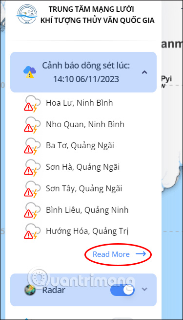 Thông tin thời tiết theo thời gian thực trên bản đồ iweather