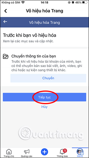 Chuyển thông tin Fanpage Facebook