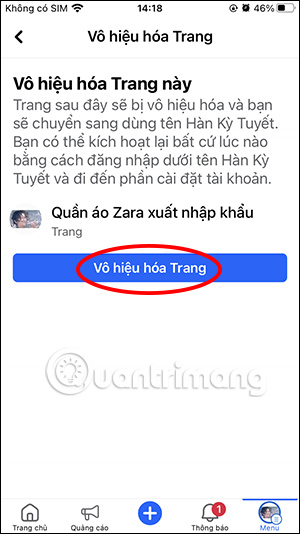 Vô hiệu hóa Fanpage Facebook